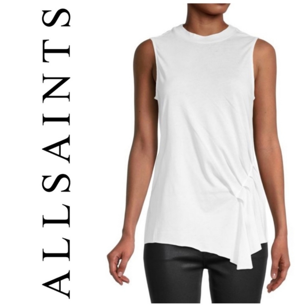 Elegant Yet Casual Saints Rouched detail White Tank Top